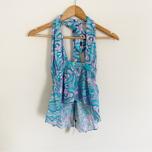 NEW Playa Lucila Printed Halter Cut Out Top Medium - Picture 6 of 10